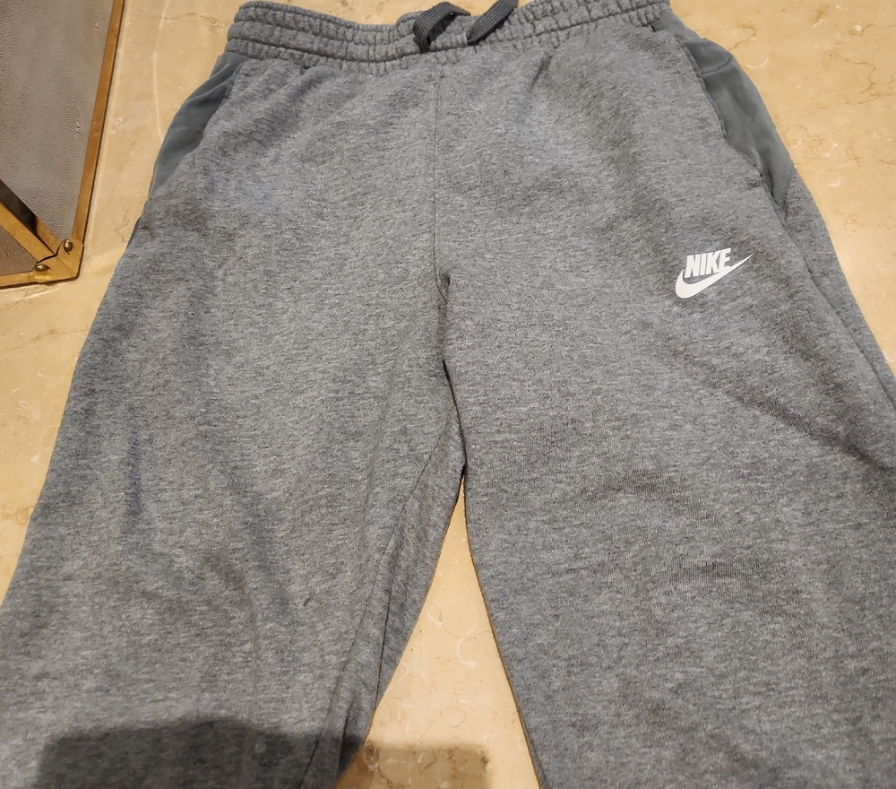 Nike Gray Kids Fleece Joggers with White Logo